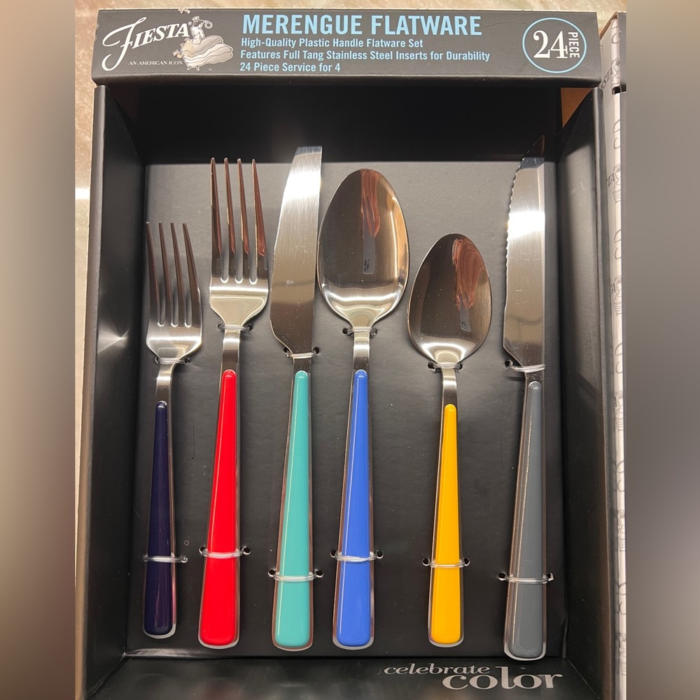Colorful Stainless Steel Flatware Set with Multicolor Handles -Fiesta